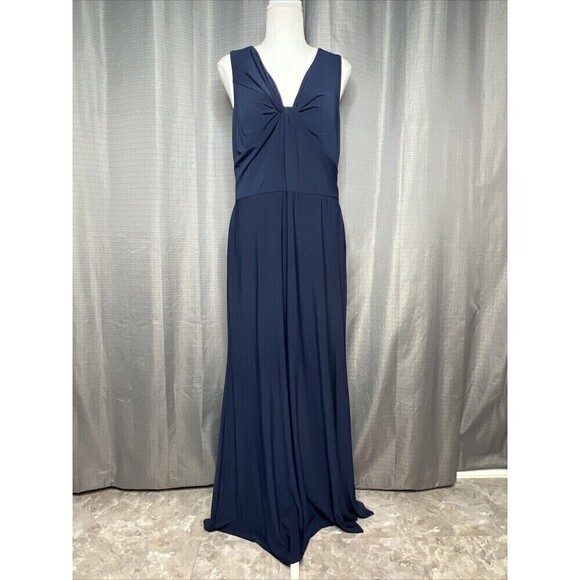 Vera Wang Dress Maxi Bridesmaid Ball Sleeveless Dress Gown Navy Blue Size 12 - Picture 2 of 11